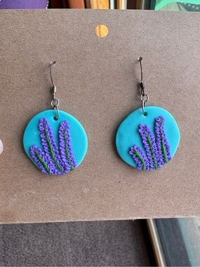 Handmade Turquoise and Lavender Polymer Clay Earrings